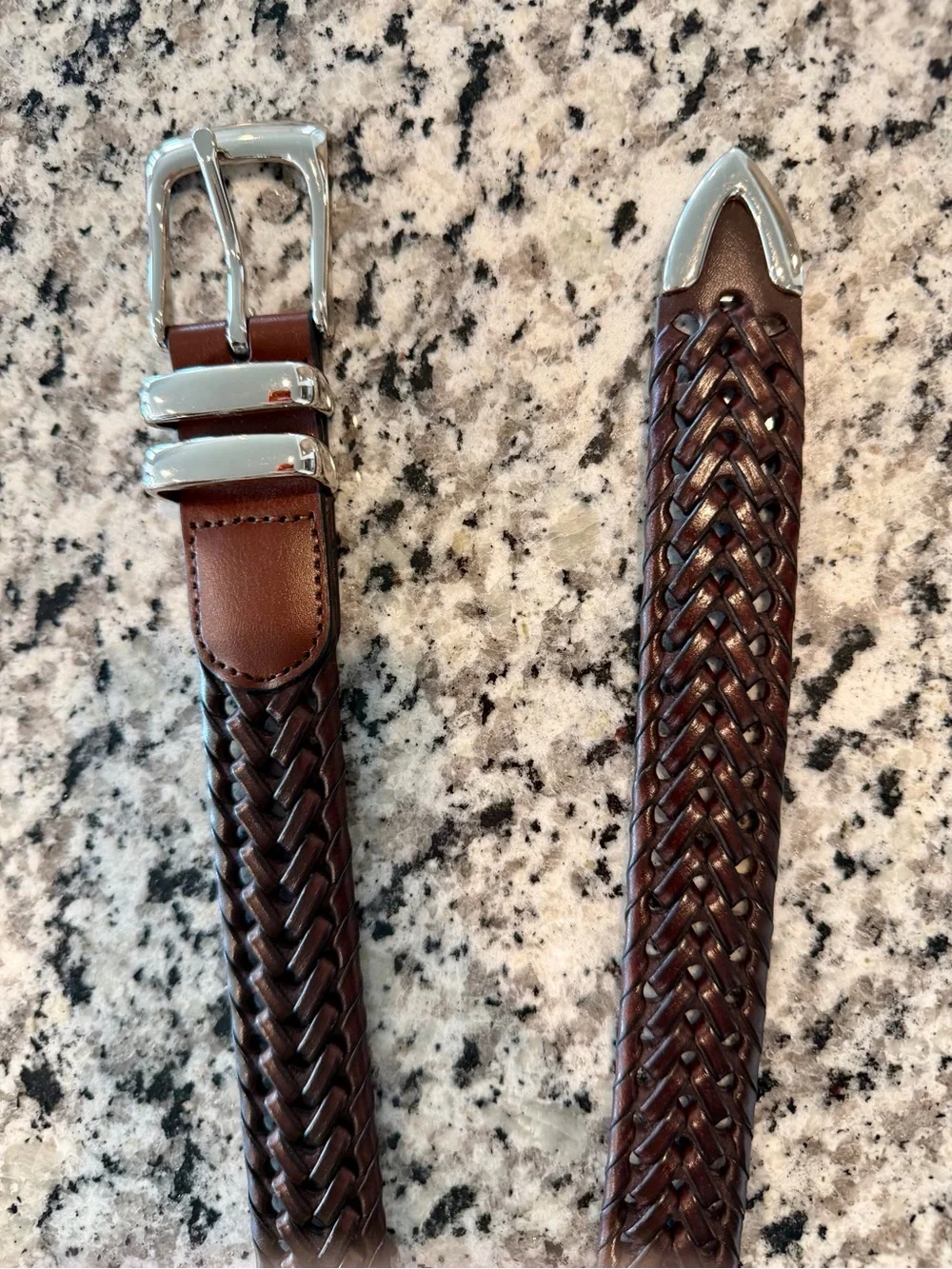 Vintage Perry Ellis Portfolio Men's Belt Sz 44 Brown Woven Braided Leather NWOT